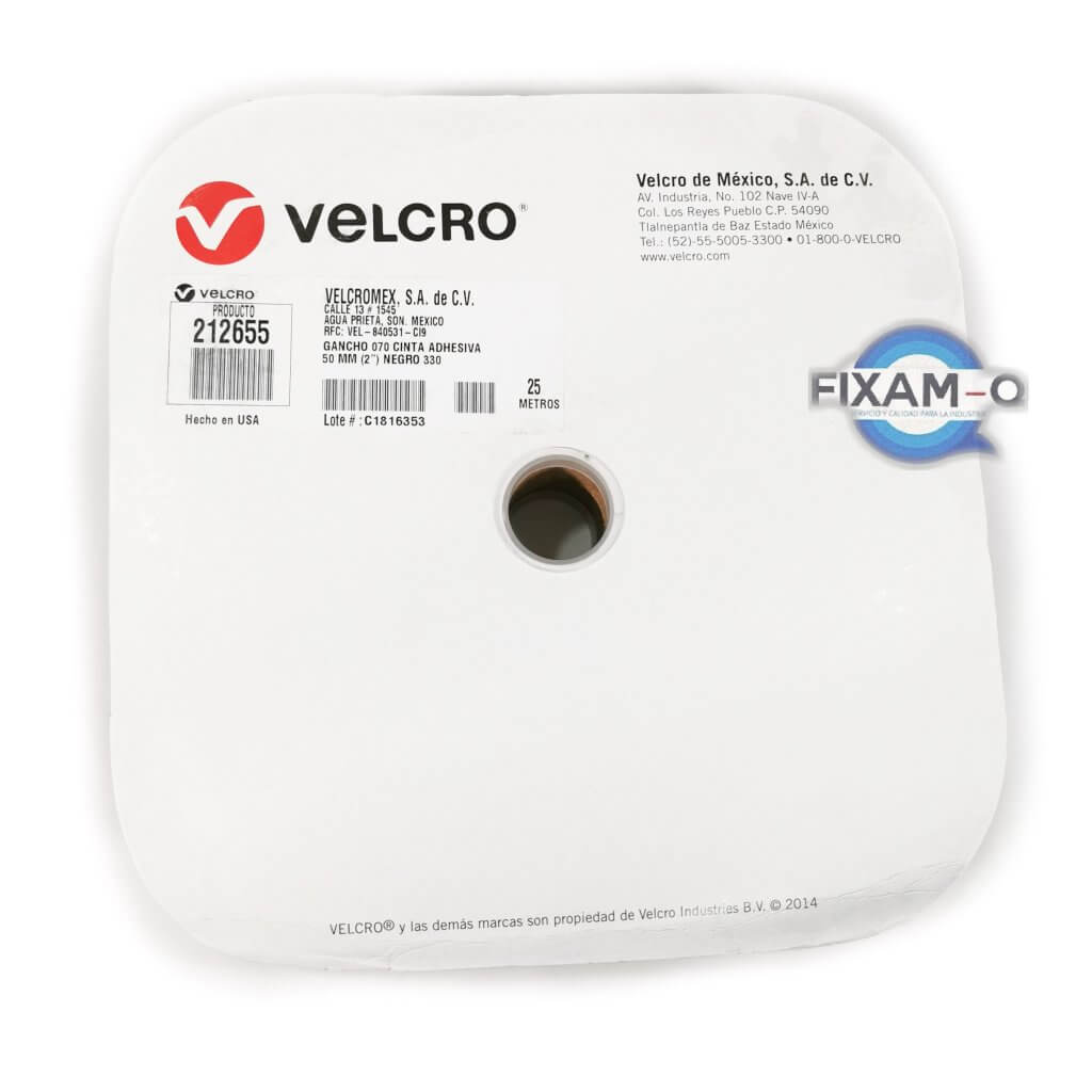 Velcro Negro Felpa con Adhesivo 25 mm x 25 mts