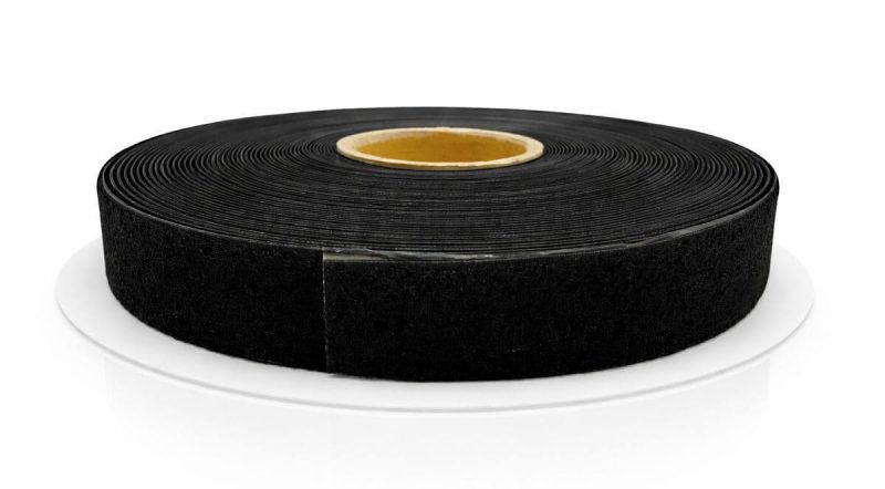 Cinta Felpa Negro con Adhesivo 25 mm x 25 mts