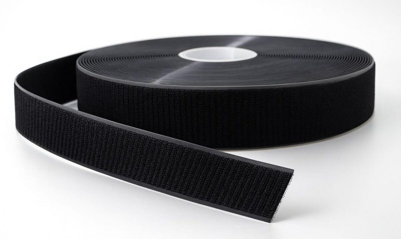 Cinta Gancho Negro con Adhesivo 25 mm x 25 mts